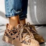 Buty sportowe Rock Bospo jasnokarmelowe w panterkę