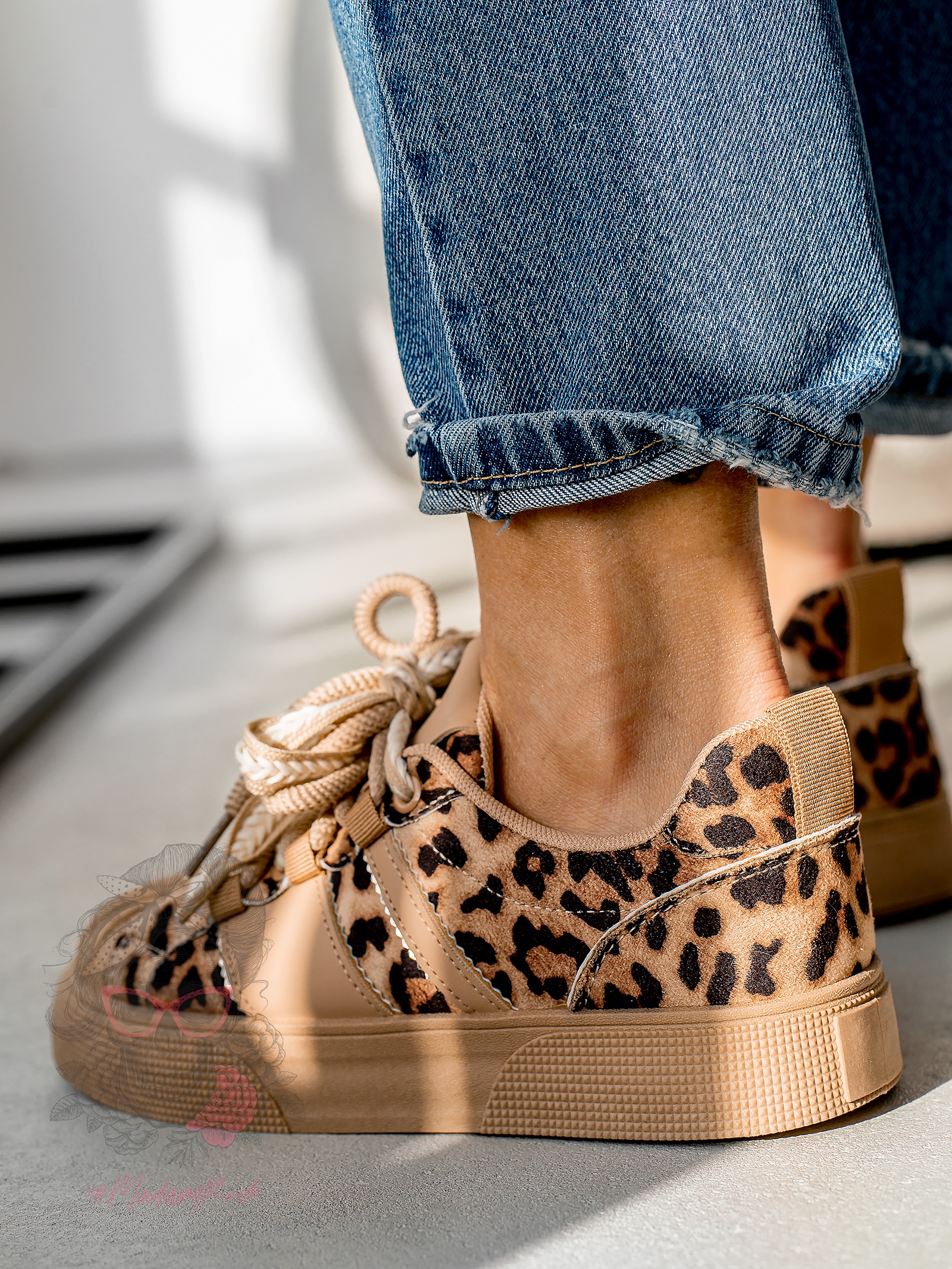 Buty sportowe Rock Bospo jasnokarmelowe w panterkę