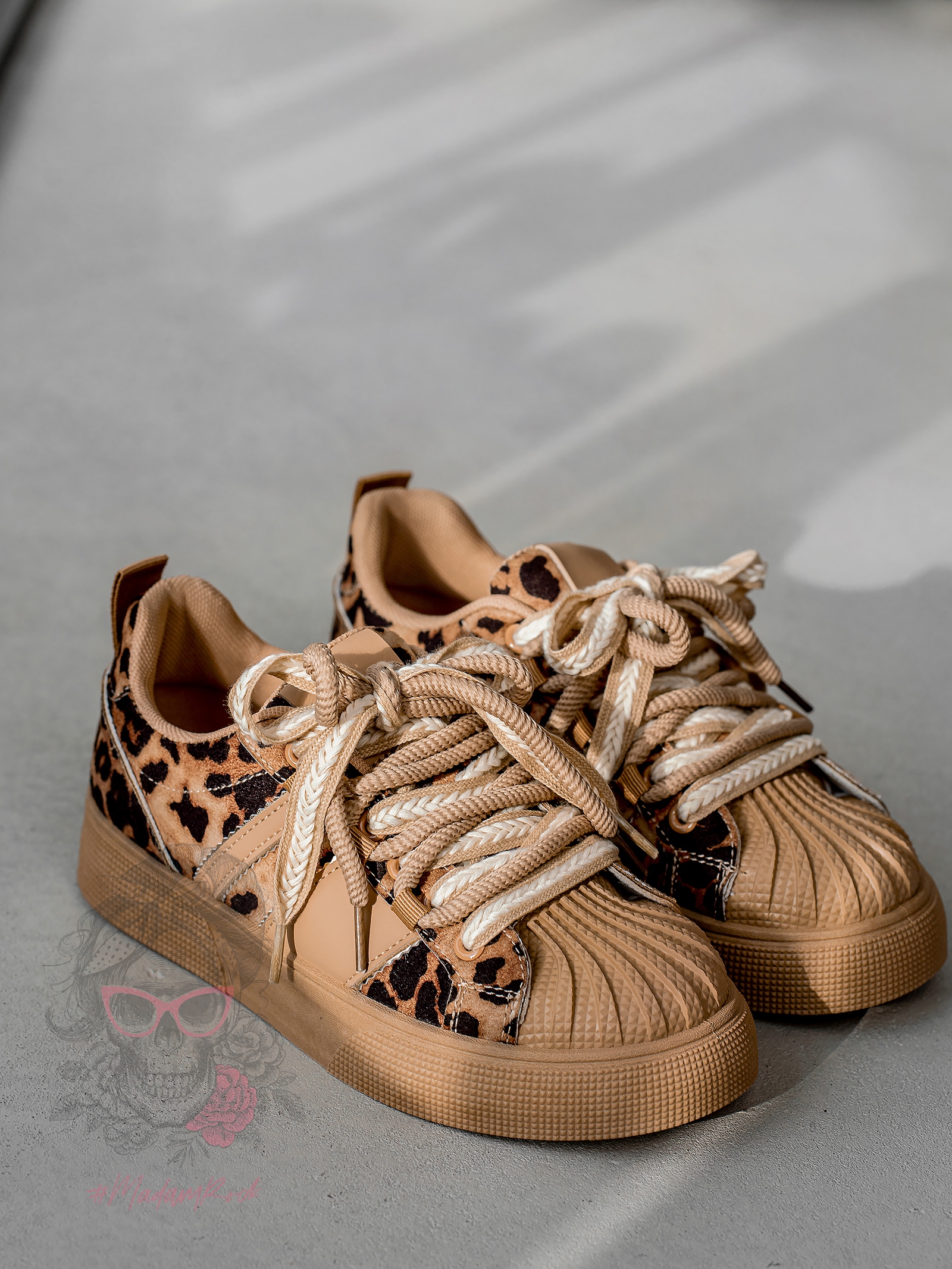 Buty sportowe Rock Bospo jasnokarmelowe w panterkę