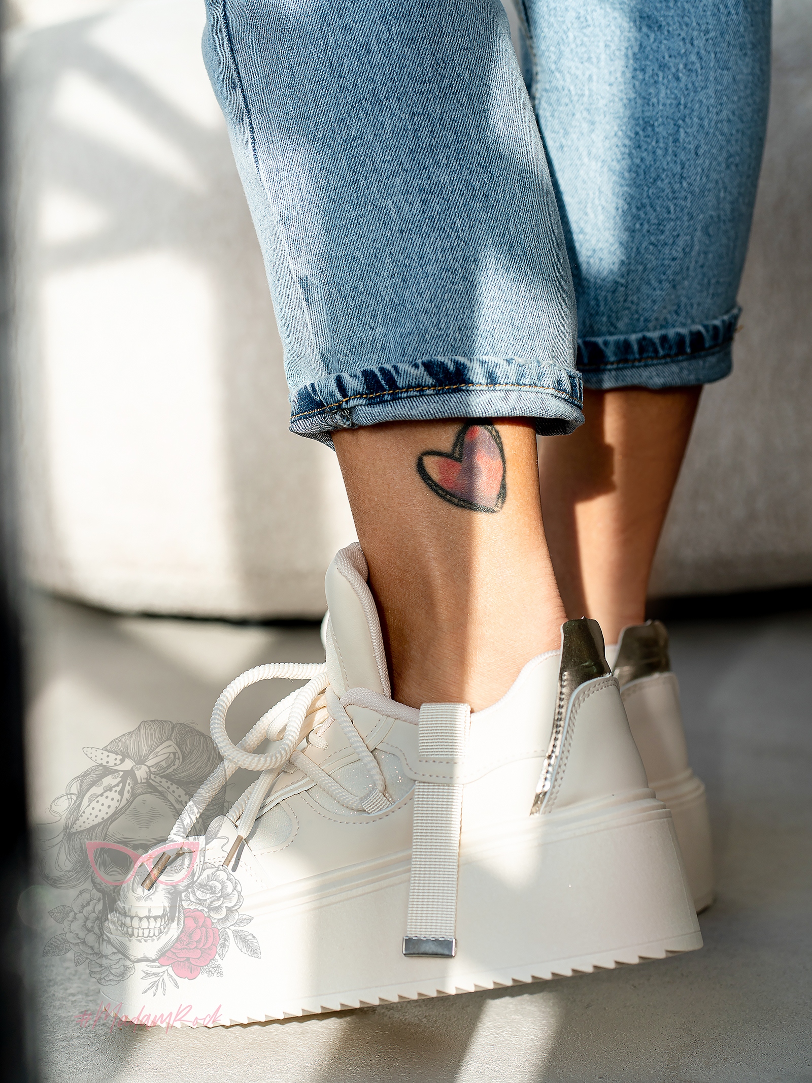 Buty sportowe na platformie Madam Dolle beżowe