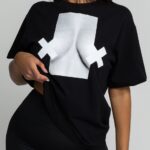 T-shirt bawełniany CHIARA BOOBIES czarny