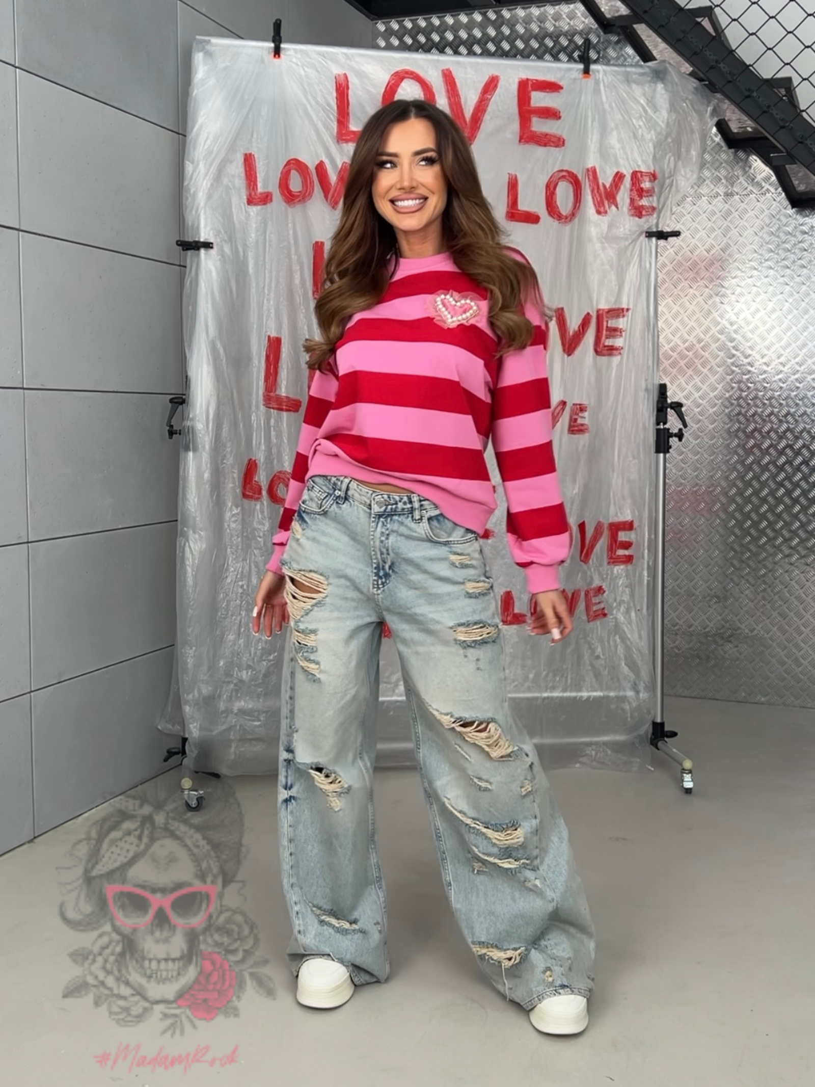 Bluza w paski Lovas różowo-czerwona Bluza w paski Lovas różowo-czerwona