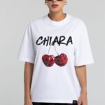 T-shirt bawełniany CHIARA CHERRY biały