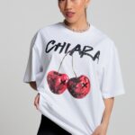 T-shirt bawełniany CHIARA CHERRY biały