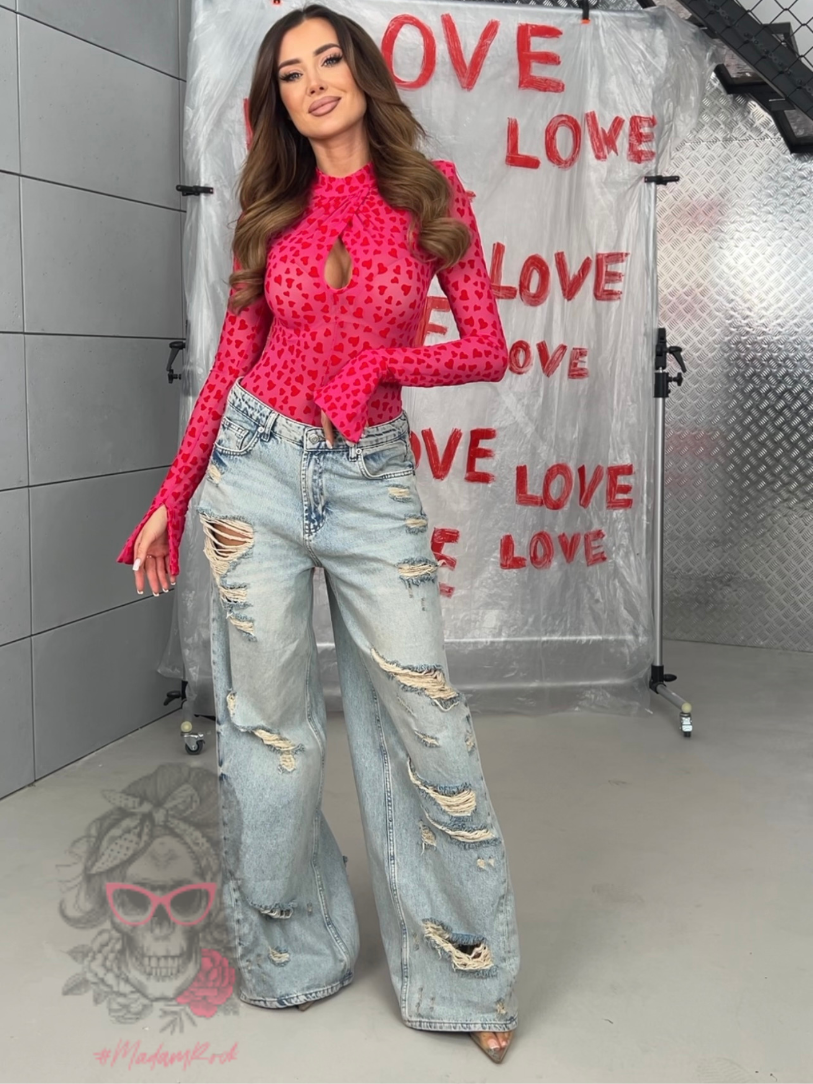 Body z siatki w serduszka fuksja