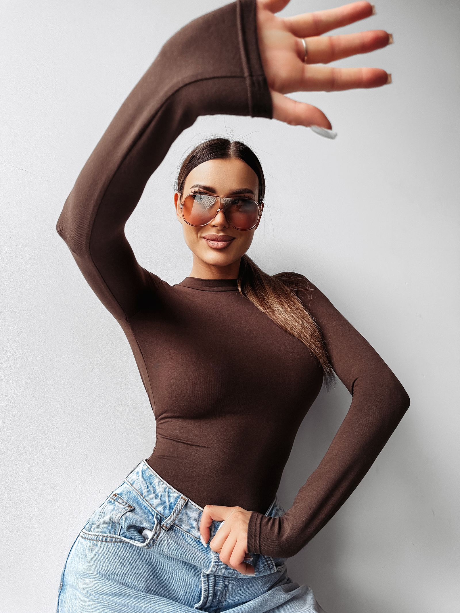 Body damskie klasyczne PELLE OLAVOGA brązowe