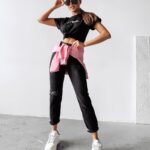 T-shirt damski bawełniany PURNITO OLAVOGA czarny