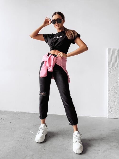 T-shirt damski bawełniany PURNITO OLAVOGA czarny