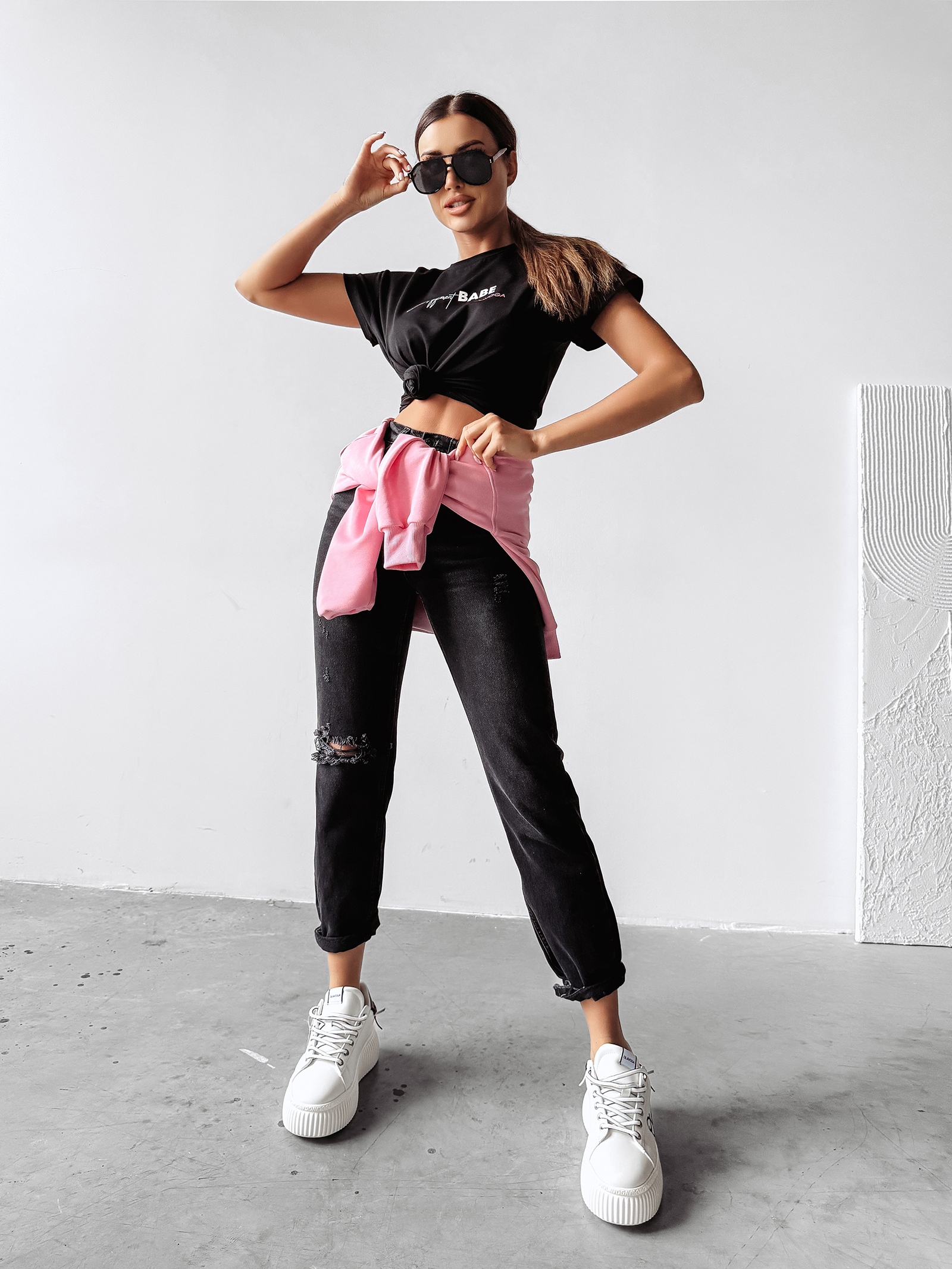 T-shirt damski bawełniany PURNITO OLAVOGA czarny