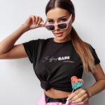 T-shirt damski bawełniany PURNITO OLAVOGA czarny