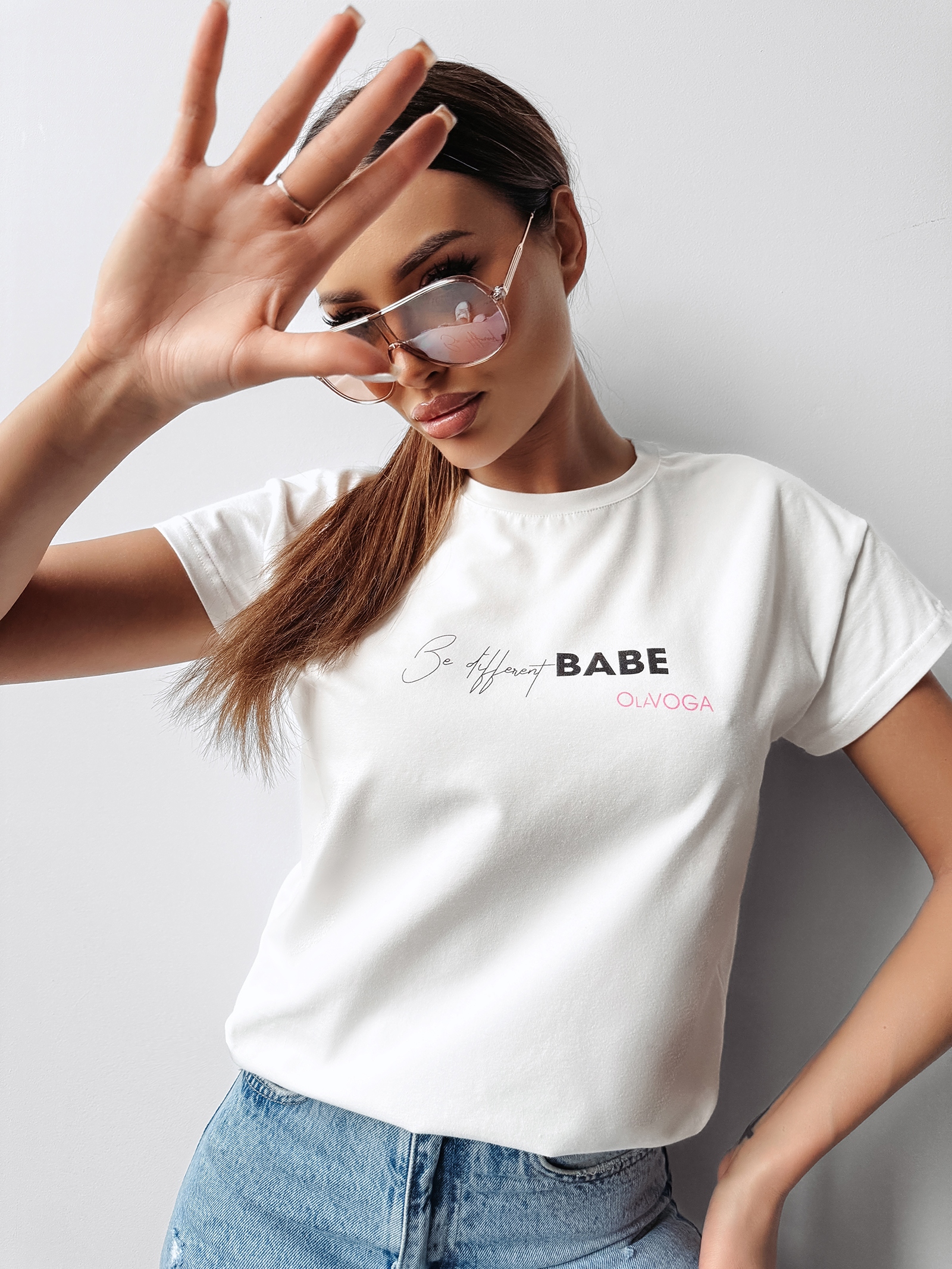 T-shirt damski bawełniany PURNITO OLAVOGA ecru