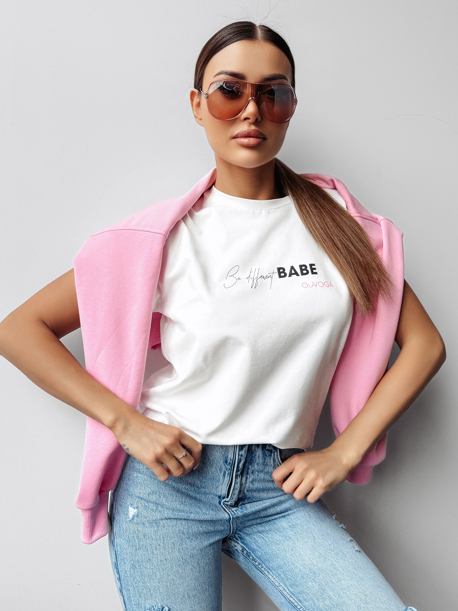 T-shirt damski bawełniany PURNITO OLAVOGA ecru