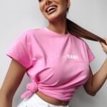 T-shirt damski bawełniany PURNITO OLAVOGA pudrowy róż