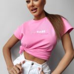 T-shirt damski bawełniany PURNITO OLAVOGA pudrowy róż