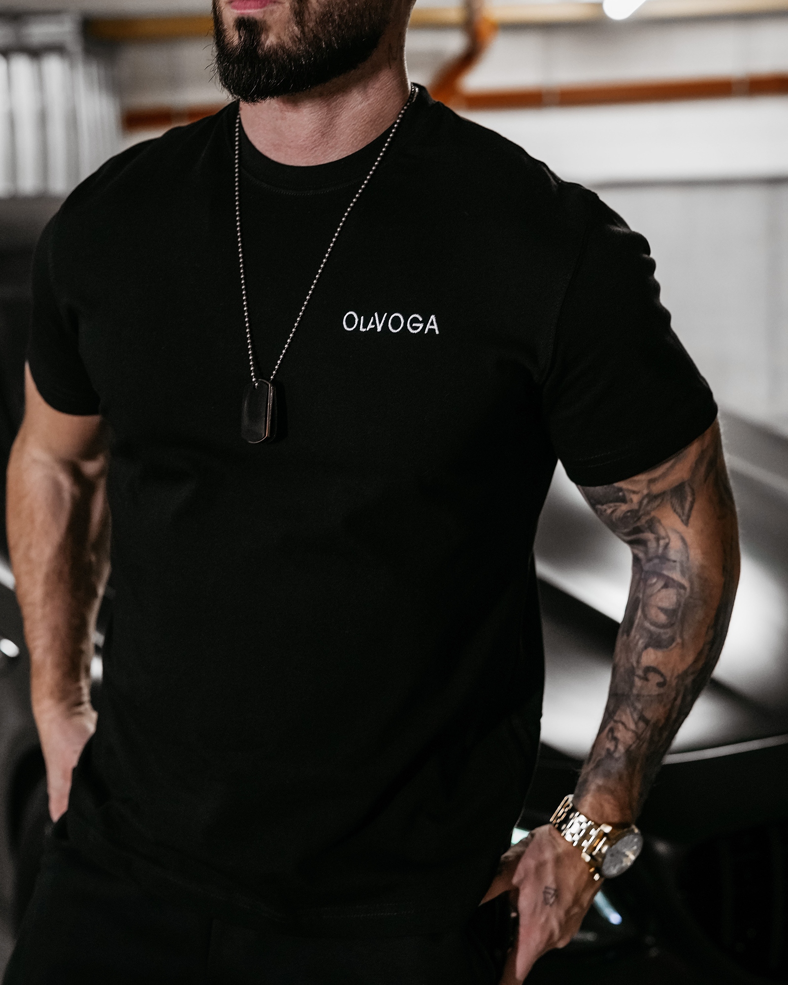 T-shirt męski bawełniany DARK MODE OLAVOGA czarny