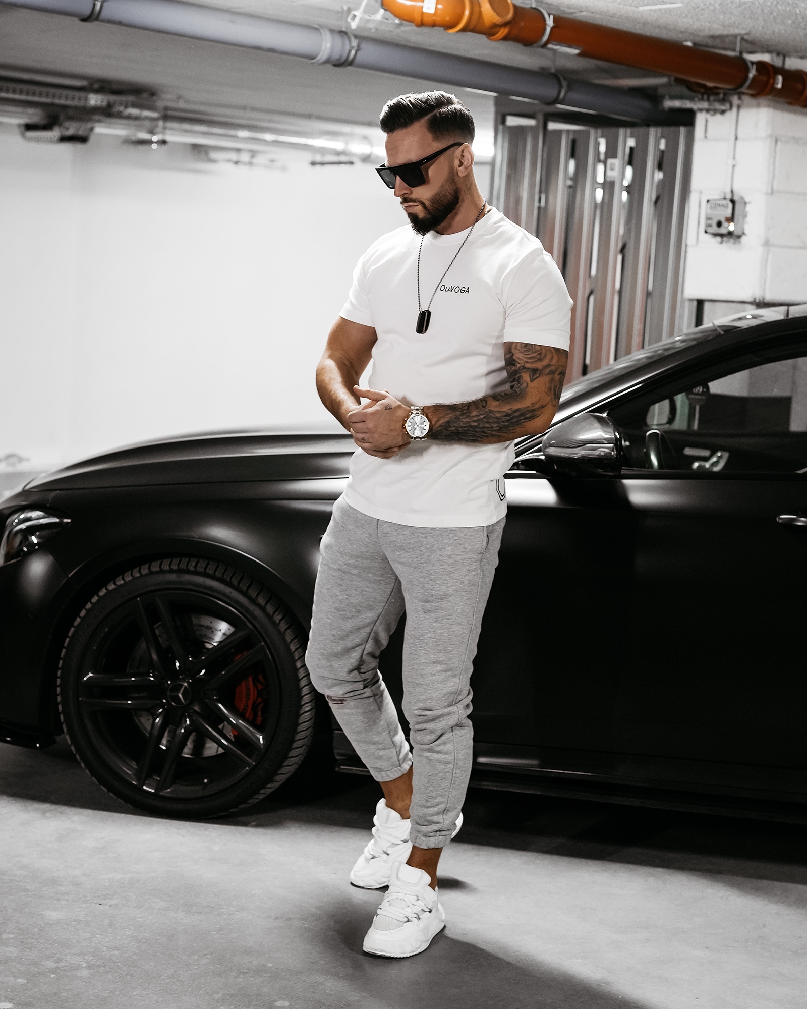 T-shirt męski bawełniany DARK MODE OLAVOGA ecru