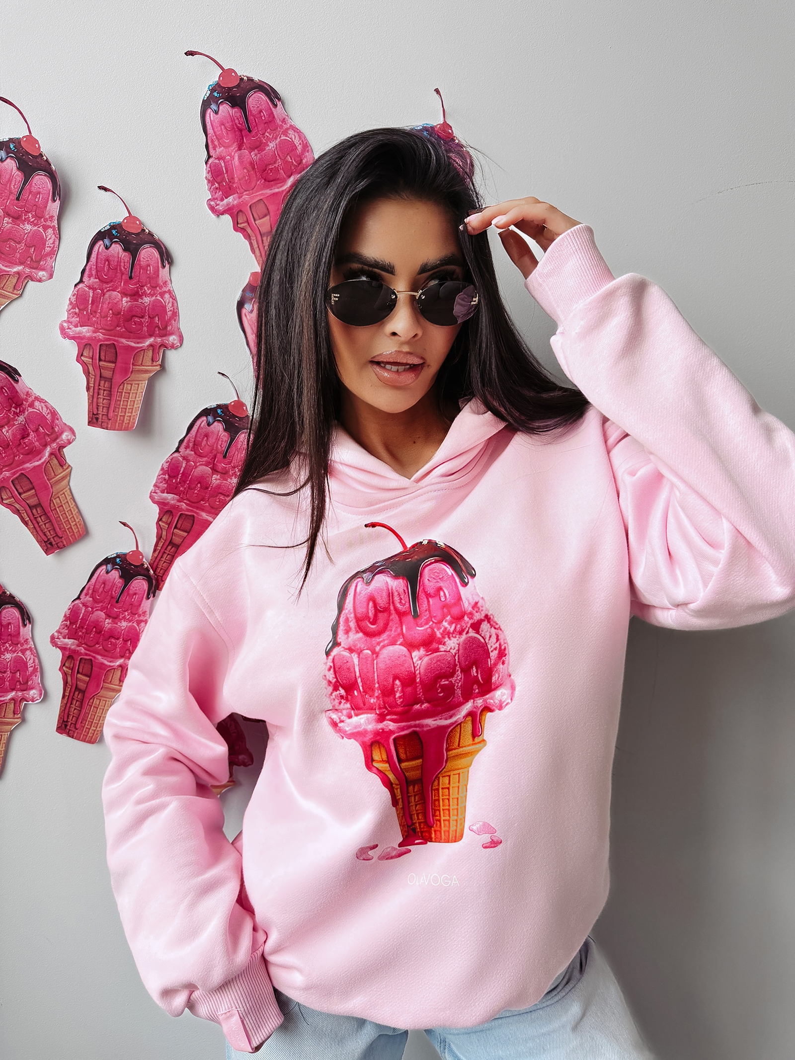 Bluza damska bawełniana KIRAZ OLAVOGA pudrowa