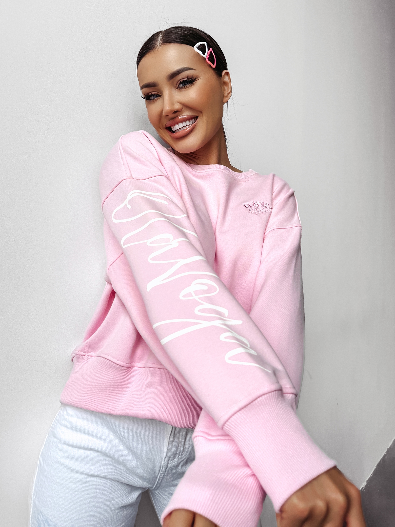 Bluza oversize SODA OLAVOGA pudrowa