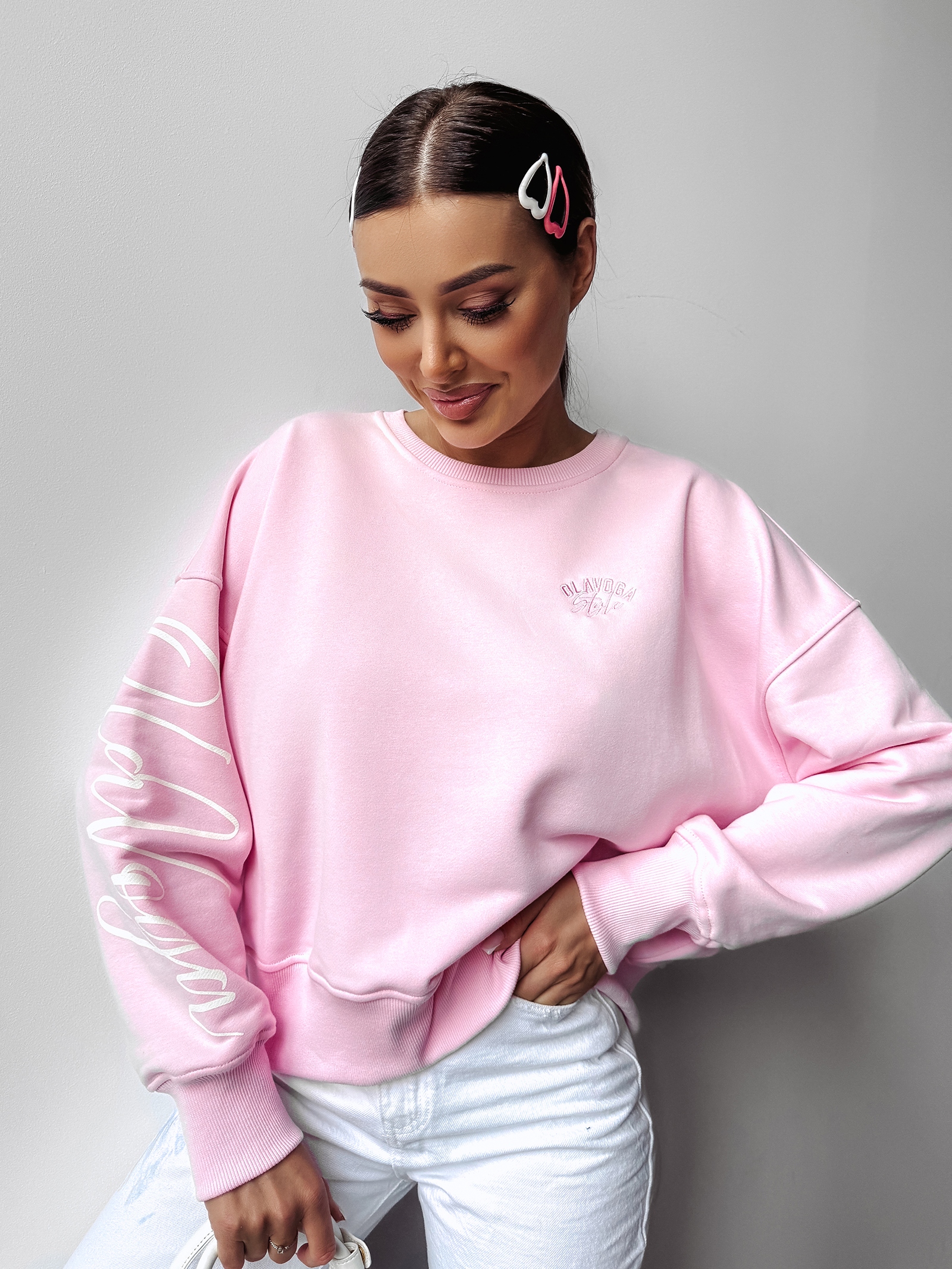 Bluza oversize SODA OLAVOGA pudrowa