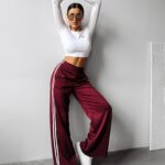 Spodnie z lampasami DELINE OLAVOGA bordowy