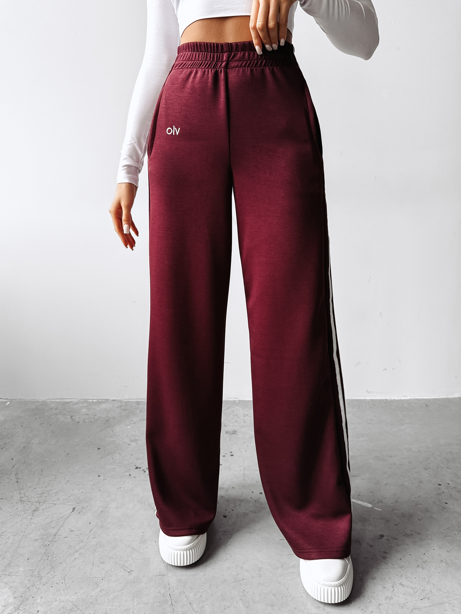 Spodnie z lampasami DELINE OLAVOGA bordowy