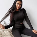 Komplet taliowany bawełniany SHIRO OLAVOGA czarny