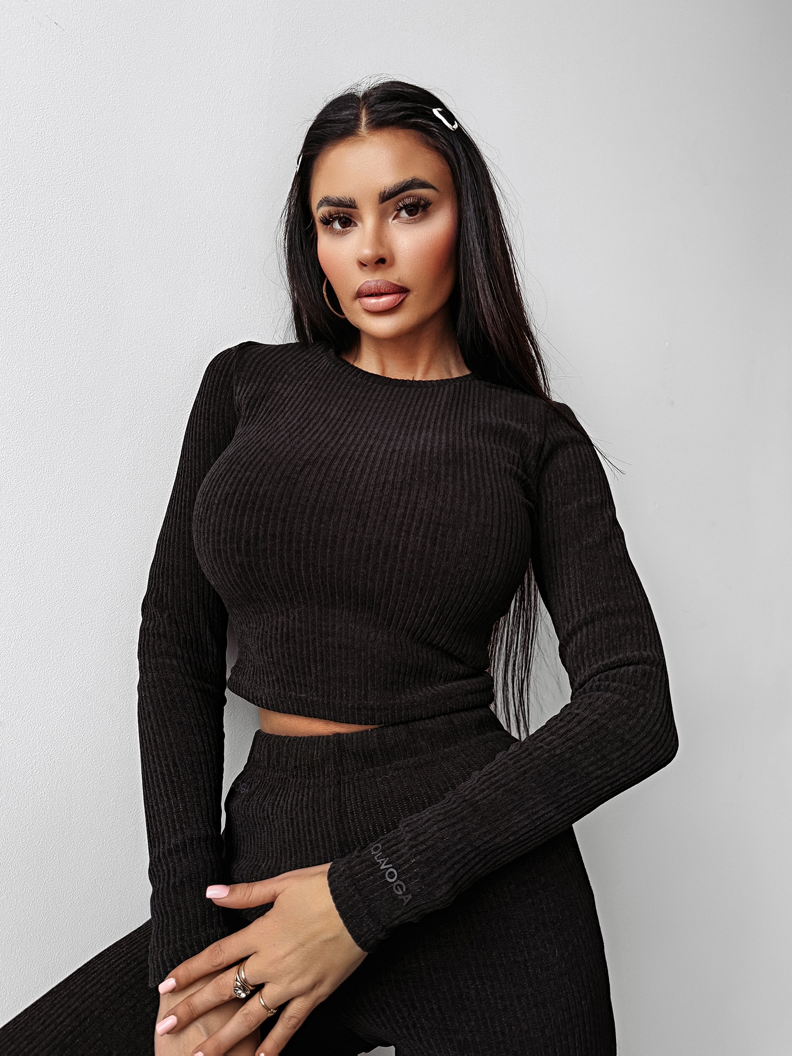 Komplet taliowany bawełniany SHIRO OLAVOGA czarny Komplet taliowany bawełniany SHIRO OLAVOGA czarny