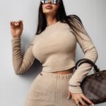 Komplet taliowany bawełniany SHIRO OLAVOGA beżowa