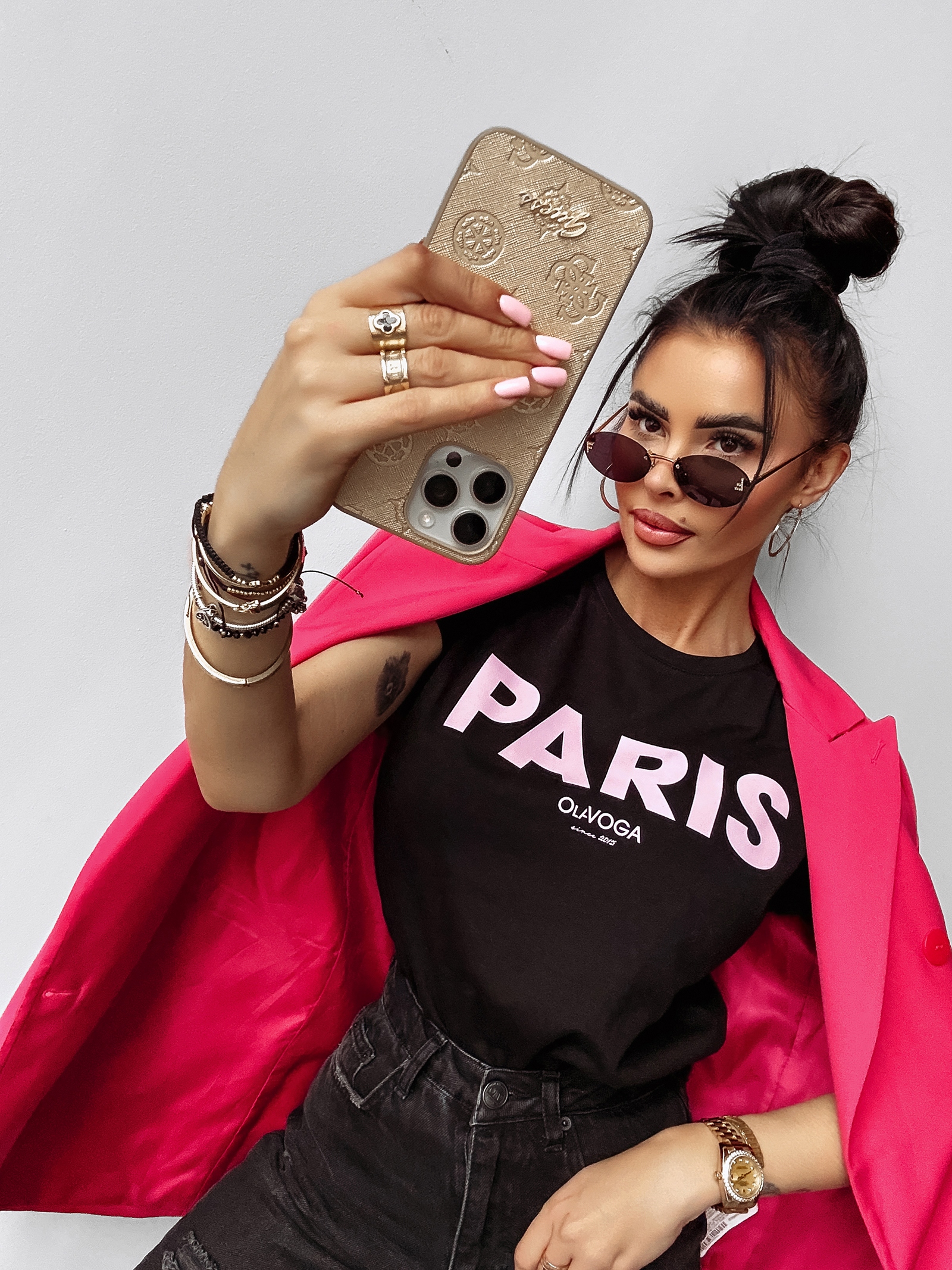 T-shirt bawełniany logowany NANTE OLAVOGA czarny