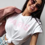 T-shirt bawełniany logowany NANTE OLAVOGA ecru