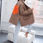 Marynarka oversize z aplikacją MC SMILE cappuccino/pomarańcz