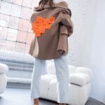 Marynarka oversize z aplikacją MC SMILE c.beżowa/pomarańcz