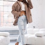 Marynarka oversize z aplikacją MC SMILE c.beżowa/pomarańcz