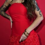 Sukienka mini z różami NB Serses czerwona