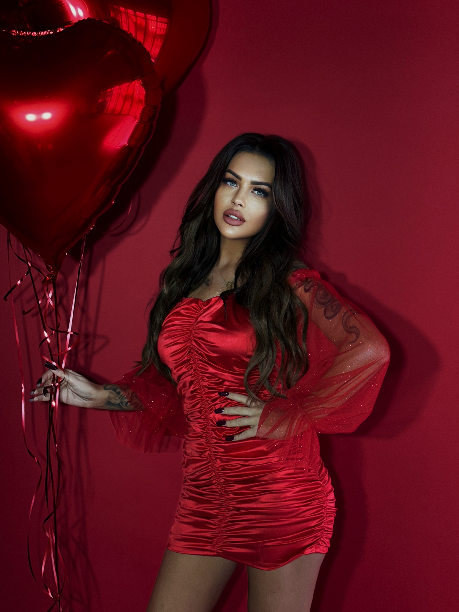 Sukienka marszczona NB Idylla II czerwona