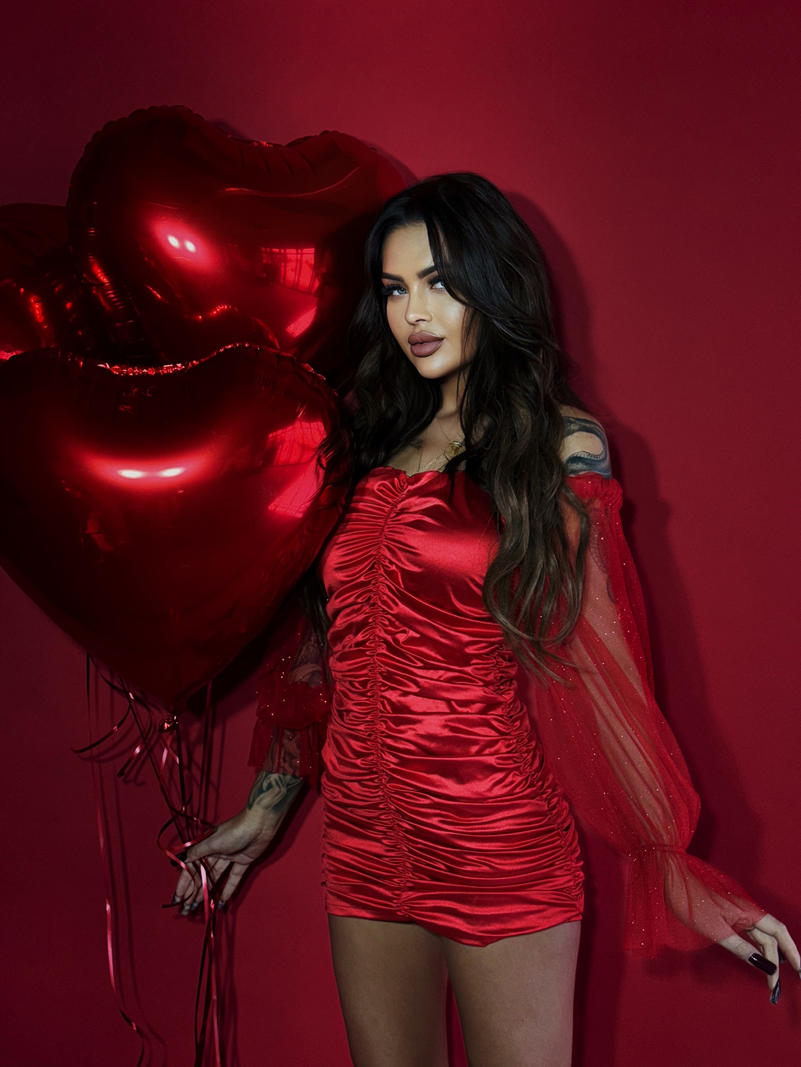 Sukienka marszczona NB Idylla II czerwona