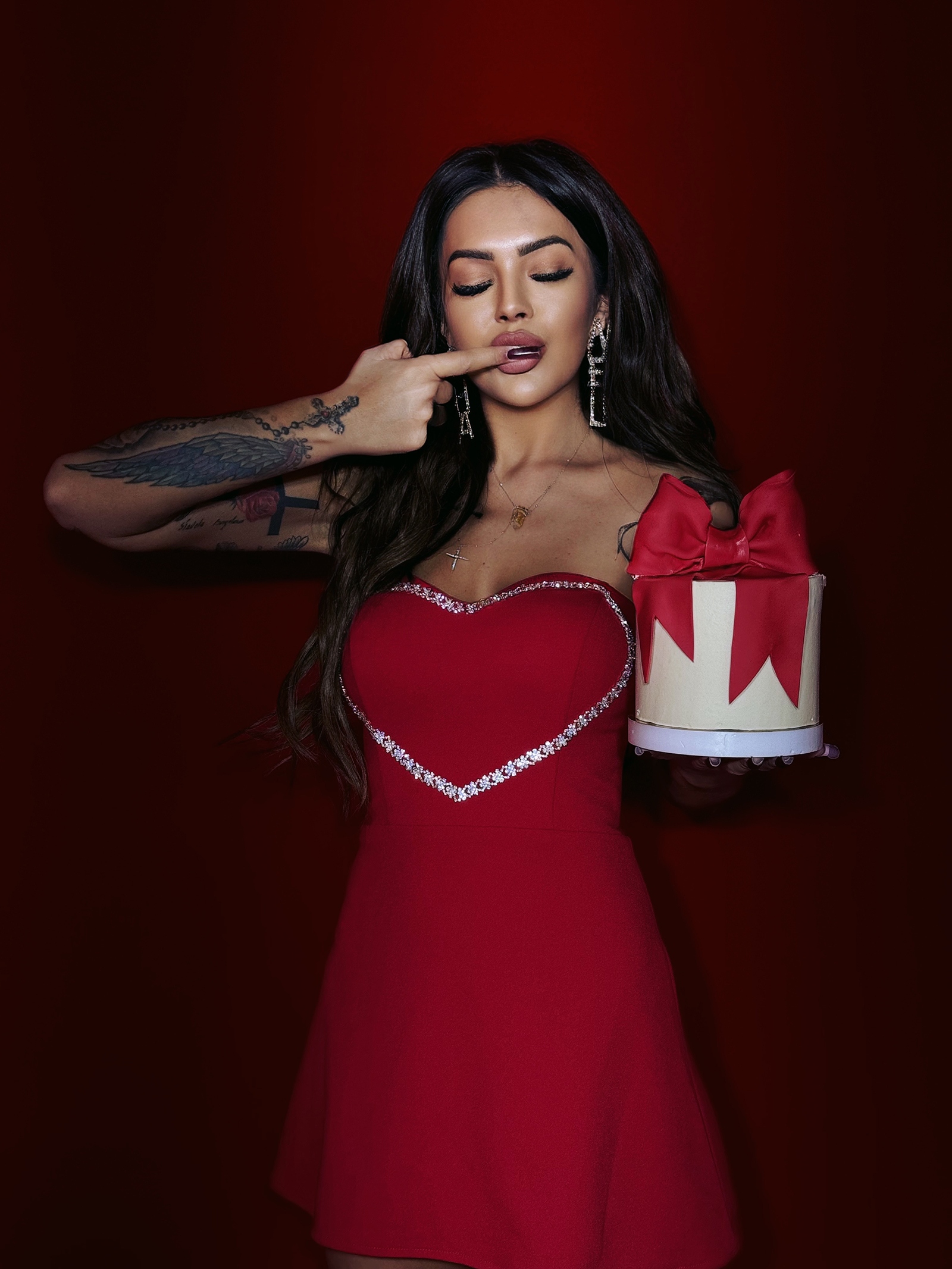 Sukienka rozkloszowana NB V-ness czerwona