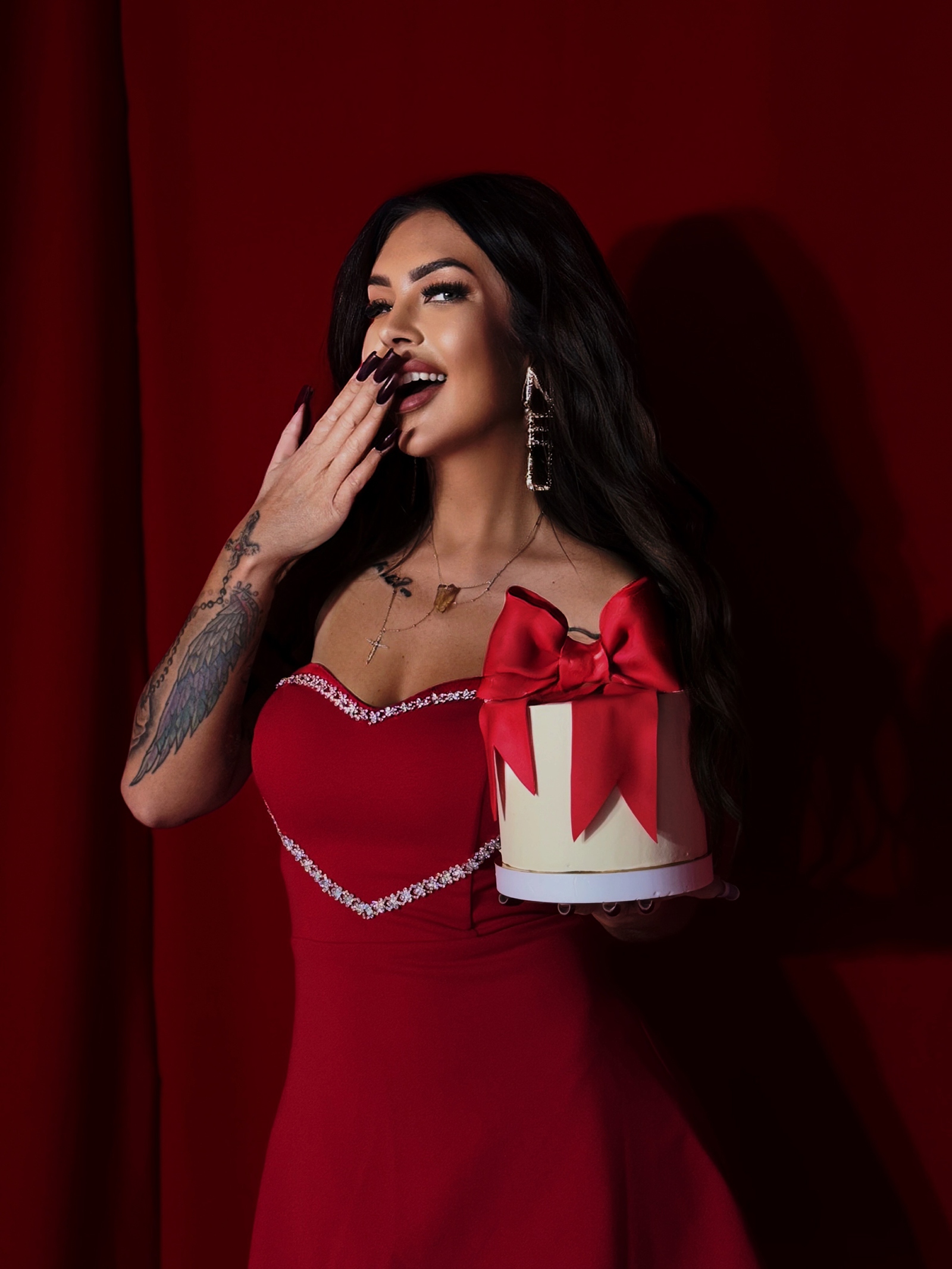 Sukienka rozkloszowana NB V-ness czerwona