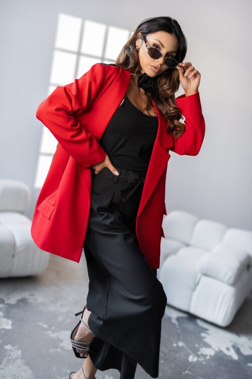 Marynarka oversize z nadrukiem MC LADY czerwona