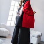 Marynarka oversize z nadrukiem MC LADY czerwona