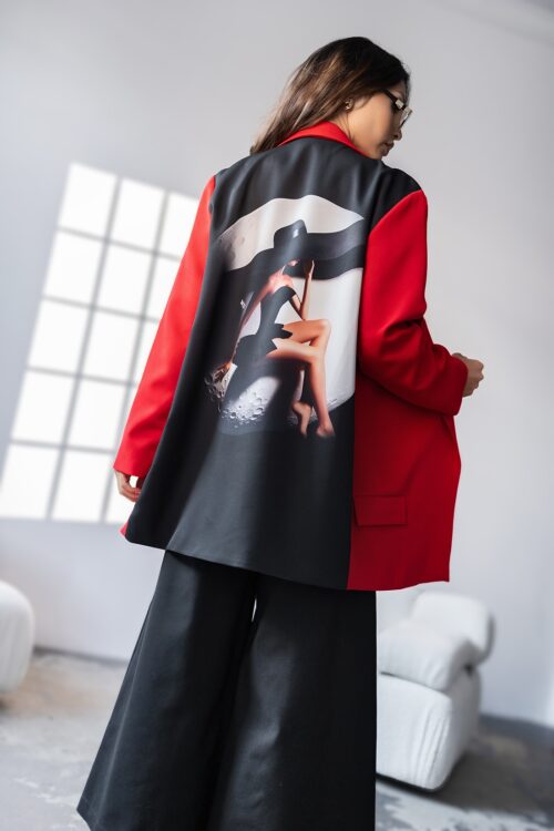 Marynarka oversize z nadrukiem MC LADY czerwona