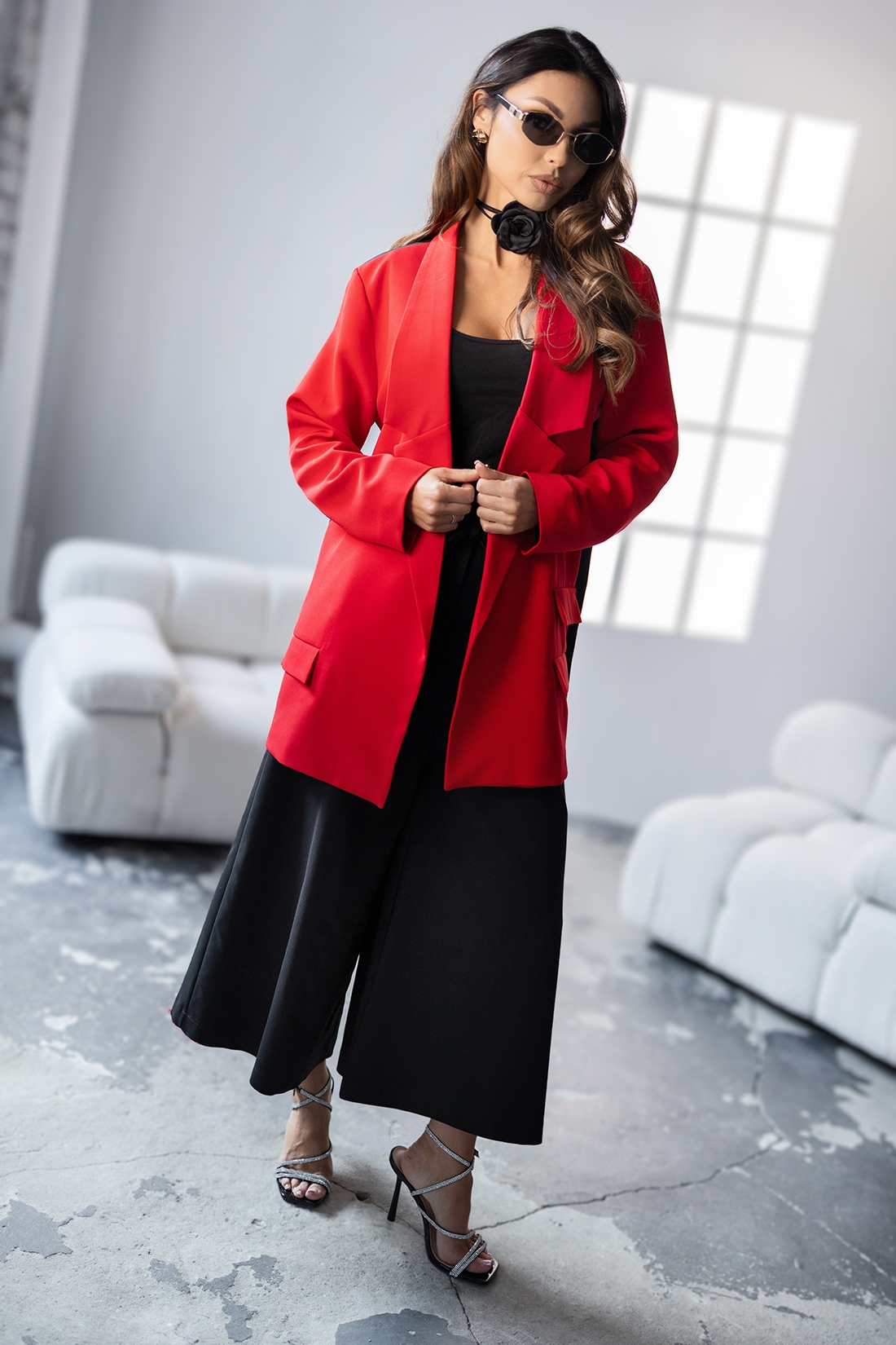 Marynarka oversize z nadrukiem MC LADY czerwona