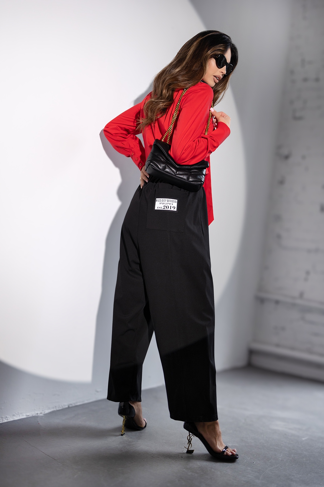 Koszula oversize z krawatem MC TIE czerwona