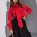 Koszula oversize z krawatem MC TIE czerwona