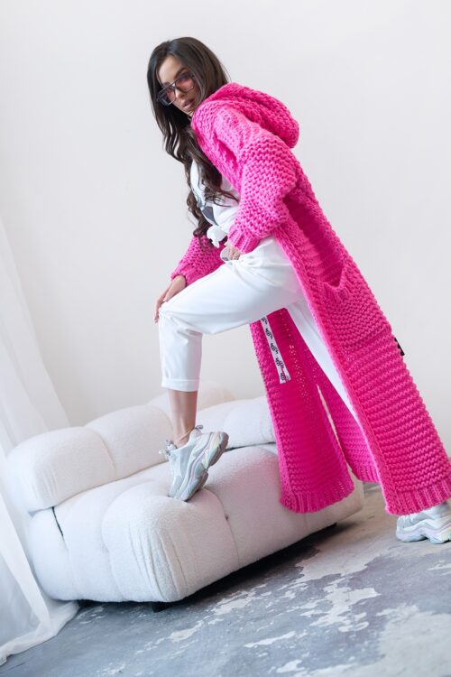 Kardigan sweter długi MC CRAFTED różowy
