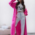 Kardigan sweter długi MC CRAFTED różowy