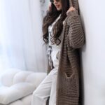 Kardigan sweter długi MC CRAFTED brązowy