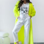 Kardigan sweter długi MC CRAFTED żółty neon