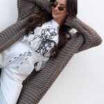 Kardigan sweter długi MC CRAFTED brązowy