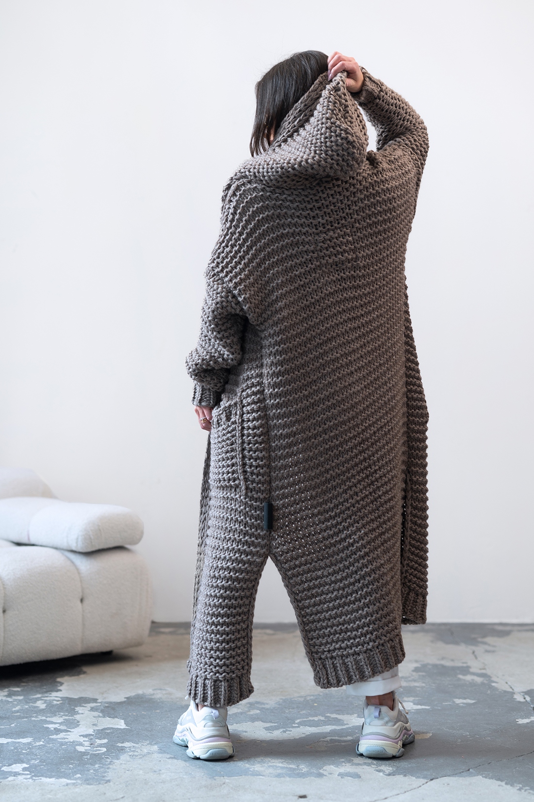 Kardigan sweter długi MC CRAFTED brązowy